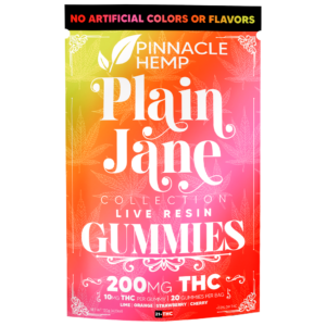 Pinnacle Hemp Plain Jane THCa live resin gummies – 200mg assorted flavors bag
